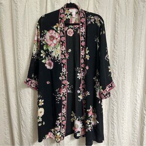 Vintage 90s Oscar de la Renta Pink Label Floral‎ kimono Size Small/Medium